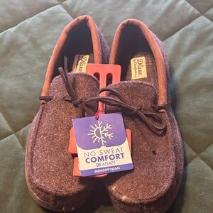 dearfoams Brown Wool Moccasin Slippers